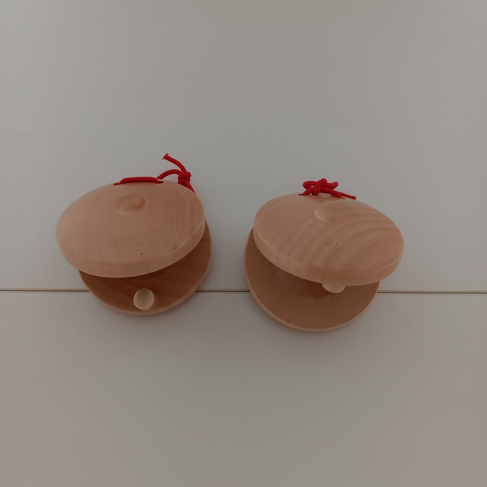 Wooden Castanets with Red String